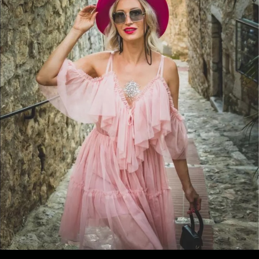 Pink Ruffled Boho Dress - Picture 2 of 9